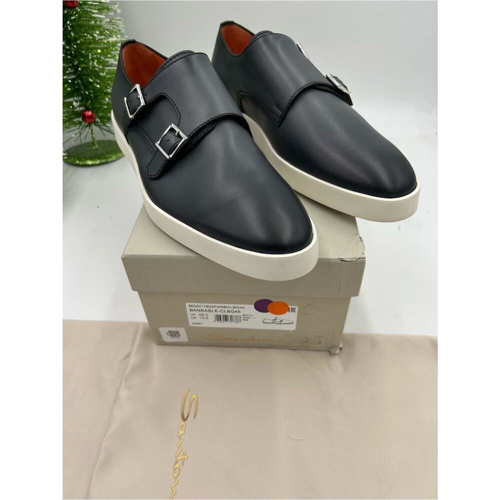 Men's Santoni bankable double Monk strap sneakers size 10.5 US made in Italy - Picture 2 of 12